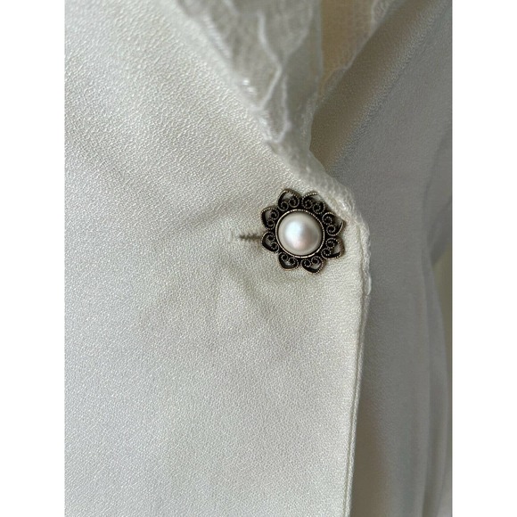 NWT By Choice Off White Single Button Long Lace Lined VTG Blazer Size Large - Picture 4 of 6